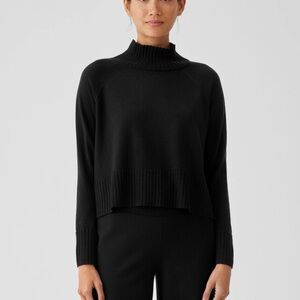Eileen Fisher Merino Jersey Turtleneck Top in Regenerative Wool